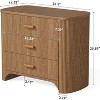 Tribesigns Wide Nightstand with 3 Drawers, Modern Oversized Bedside Table for Bedroom, with Fluted Striped Panel & Closed Back, Deep Brown - 2 of 4
