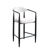 Set of 2 Modern Upholstered Bar Stools with Iron Frame, Curved Open Back, Minimalist Toothpick Design, Comfortable Seating-Cuddlewood - 3 of 4