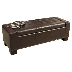 Explorer Leather Storage Ottoman with Studs Brown Leather - Christopher Knight Home