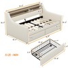 Gulches Twin Size Daybed with Storage Drawers, Upholstered Daybed with Charging Station and LED Lights, Beige - 4 of 4