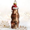 Grizzly Bear with Santa Hat and Gift Glass Christmas Ornament| OrnamentallyYou - 4 of 4