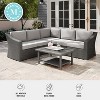 Martha Stewart Bedford Indoor-Outdoor Modular Patio 5-Seat Sectional Sofa in Rattan Wicker with All-Weather Cushions - 4 of 4