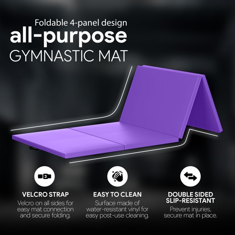BalanceFrom All Purpose 4'x10'x2" Extra Thick High Density Anti Tear Gymnastics Gym Folding Exercise Aerobics Mats, 5 of 7