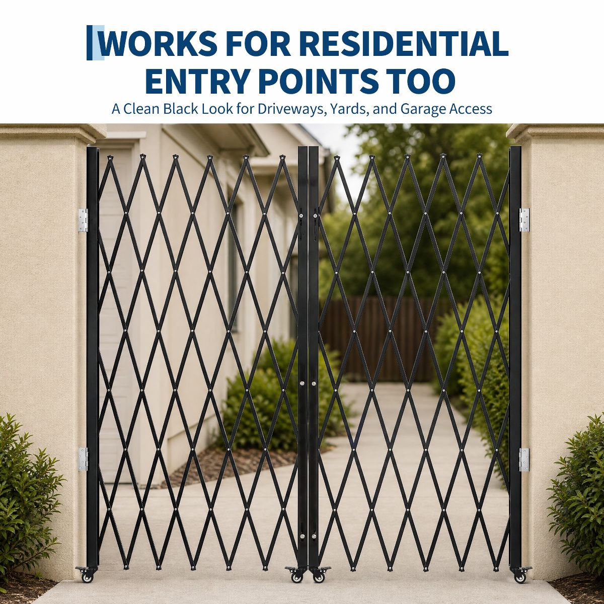 Double Folding Security Gate Aluminum Accordion Barrier with Locking Casters with 2 Locking Casters for Door Courtyard Garage - thumbnail 7