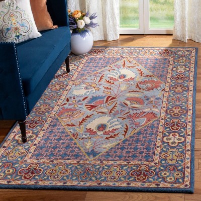 Handmade Blue Wool Tufted Reversible 5' x 8' Rug