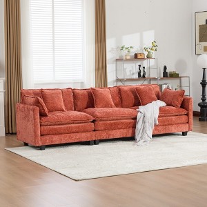 Cloud Sofa 3-Seater, Modular Sectional Couch with Chenille Fabric & High-Elastic Double-Layer Cushions â€ - 1 of 4