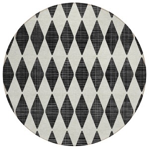 Black Geometric Washable Indoor Outdoor Area Rug - 1 of 4