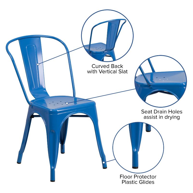 Emma and Oliver Commercial Grade Colorful Metal Indoor-Outdoor Stackable Dining Chair, 4 of 13
