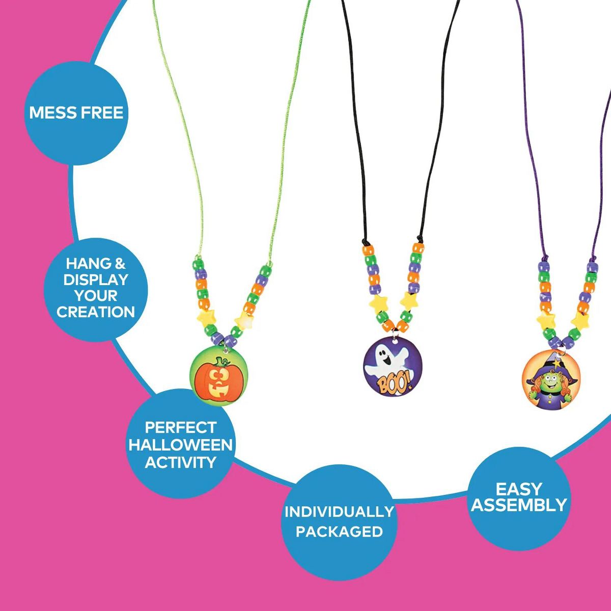 Bulk Beaded Halloween Pendant Necklace Craft Kit - Makes 50 - thumbnail 3