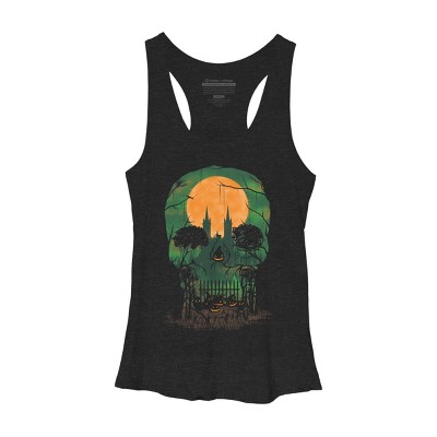 Women's Design By Humans Skull Grave By designpro44 Racerback Tank Top