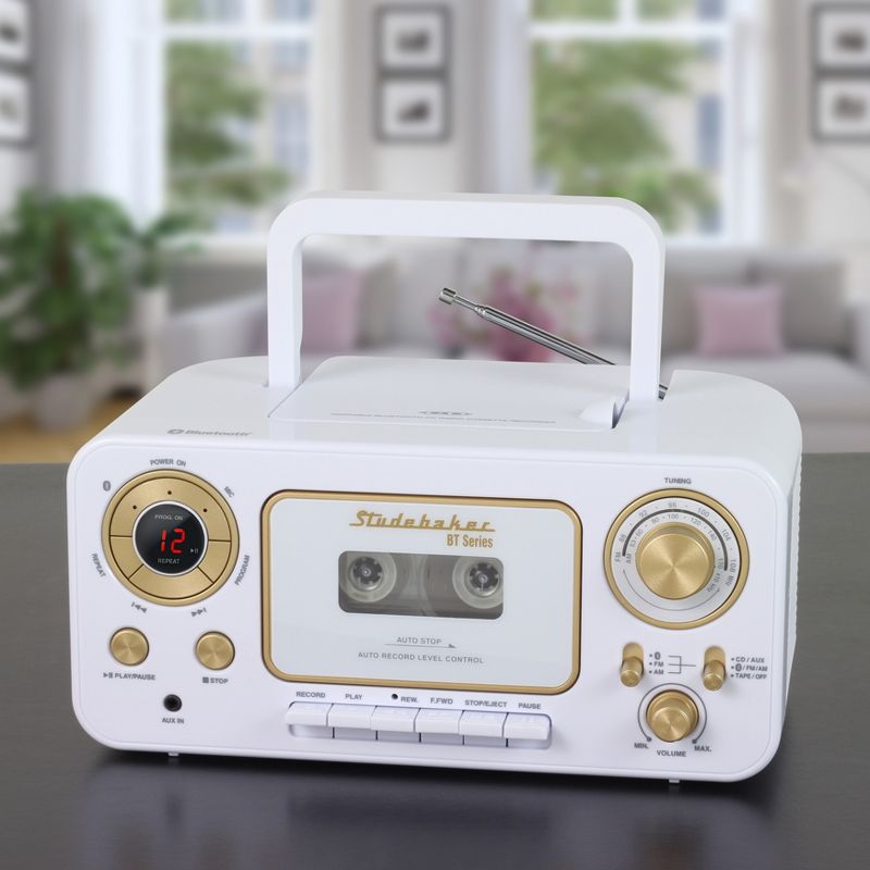 Studebaker SB2135BT Portable Stereo CD Player with Bluetooth, AM/FM Stereo Radio and Cassette Player/Recorder, 5 of 6