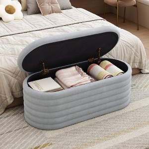 Christopher Knight Home Payne Modern 40" W Chenille Upholstered Ottoman with Hidden Storage Compartment - 1 of 4