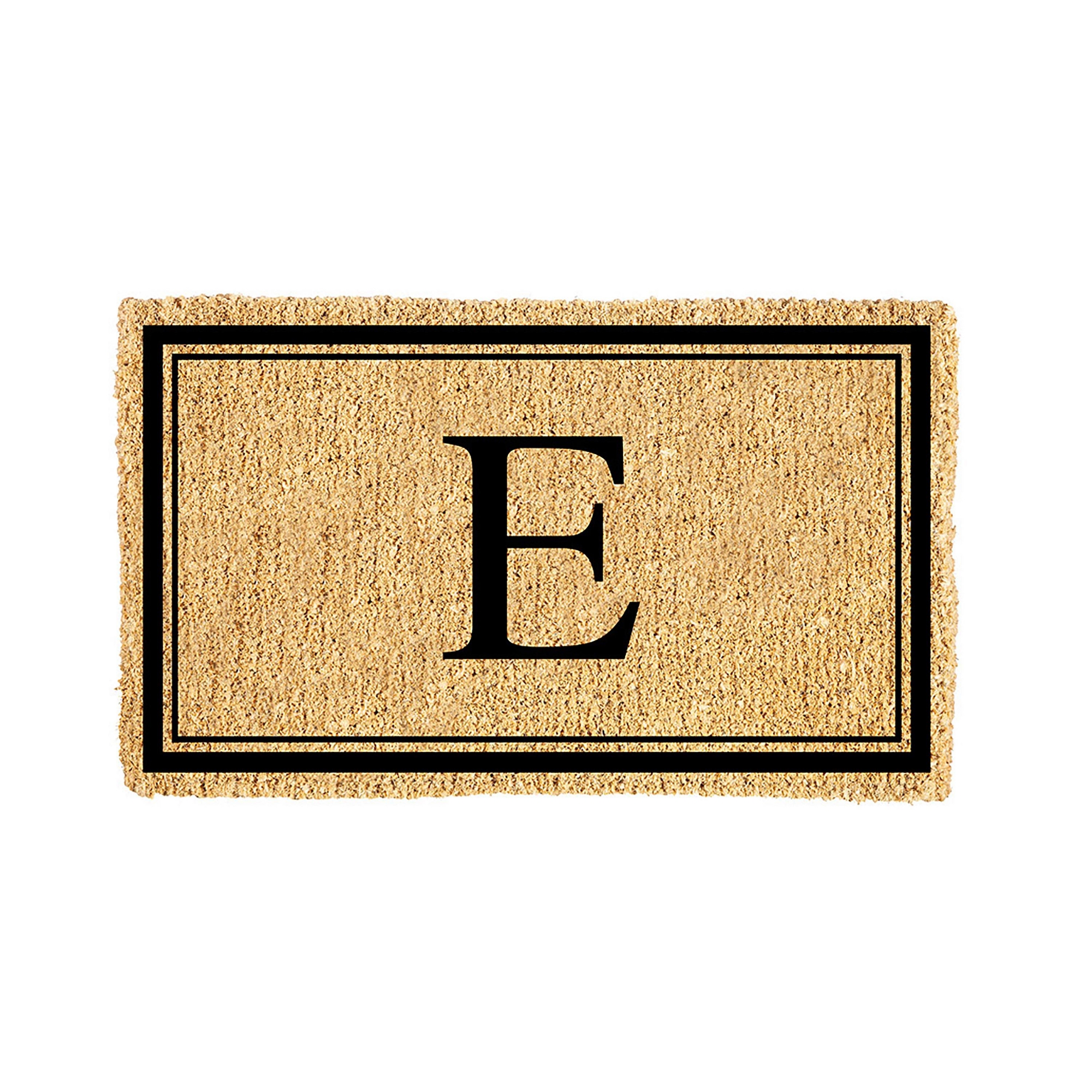 Evergreen Monogram Indoor Outdoor 100% Natural Coir Doormat 28" x 16" | Letter "E"
