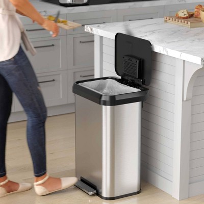 Fingerprint Resistant Brushed Stainless Steel Step Trash Can
