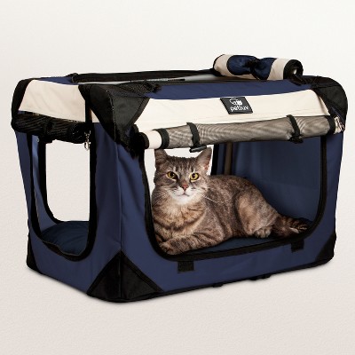 PetLuv Cat & Dog Carrier Foldable Pet Travel Crate, Removable Plush Pillow, Privacy Windows, Locking Zippers, Pocket, Seatbelt Straps
