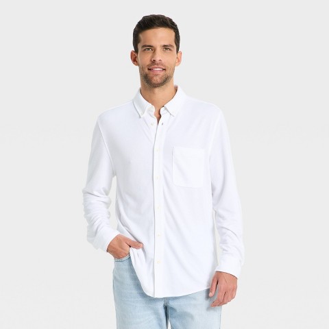 Мужские рубашки Goodfellow & Co Men's Comfort Wear Long Sleeve Shirt - Goodfellow & Co™ White L