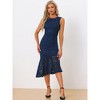 Allegra K Women's Sleeveless Lace Cocktail Asymmetric Hem Fishtail Ruffles Dresses - 4 of 4