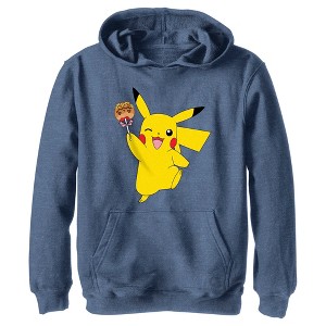 Boy's Pokemon Halloween Pikachu Jack-O'-Lantern Caramel Apple Pull Over Hoodie - 1 of 4