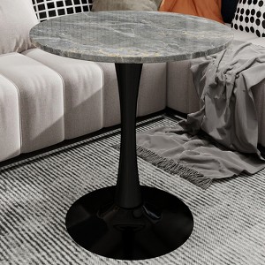 Airsurfer 30-inch Gray Marble Round Table Modern Elegance Marble Table Sleek Dining Solution for Living Room Accent - 1 of 4