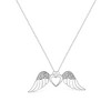 Haus of Brilliance Silver Pave-Set Diamond Accent Angel Wing Double Heart Pendant Necklace - 2 of 4