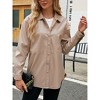 Women Faux Leather Shacket Moto Biker Shirts Loose Fit Blazer Long Sleeves Button Casual Jacket - 4 of 4