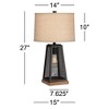 Franklin Iron Works Rustic Table Lamp 26 3/4" High with USB Port LED Night Light Dimmer Bronze Metal Mesh Burlap Shade for Bedroom Living Room House - 4 of 4
