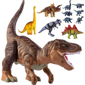 TEMI Large Dinosaur Toys for Kids 3-5, Tyrannosaurus with Mist Spray, Big Hollow Stored with 10 Small Dinosaur Figures, Light and Sound - 1 of 3