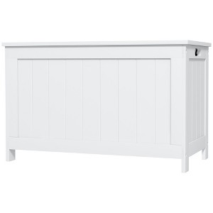 Aghana Digitals White Wooden Storage Trunk Bench with Safety Hinges & Side Handles - 39.4" for - 1 of 4