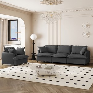 Whisen Oversized Modern Sofa Module for Modular Sectional Sofa, Wide Seat Chenille Armchair with Pillows - 1 of 4