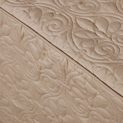 Khaki Queen Microfiber Quilted Bedspread Set with Floral Motif