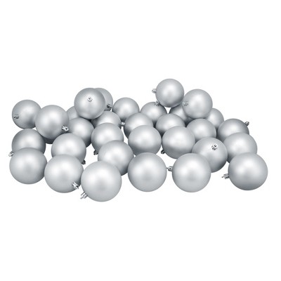Northlight 32ct Shatterproof Matte Christmas Ball Ornament Set 3.25" - Silver