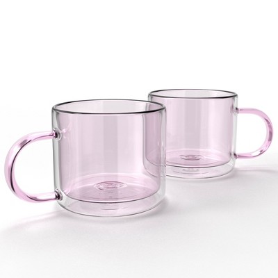 Colorful Glass Coffee Mug, Double Walled Espresso Cup, Double Wall  Insulated Coffee Cup with Handle, Clear Borosilicate Glass Mug for Latte -  China Pink Glass Cup and Espresso Glasses price