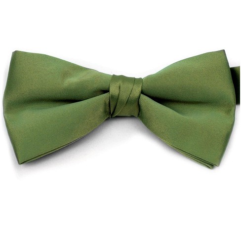 Thedappertie Men's Olive Green Solid Color Pre-tied Adjustable Length ...