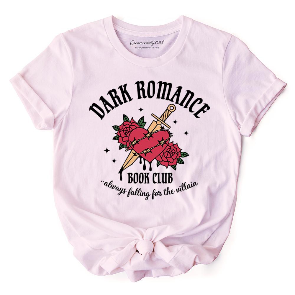 Dark Romance Book Club T-Shirt, Vintage Gothic Romantasy Bookish Tee Pink M