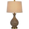 Cal Lighting Orivesi 150W 3 Way Ceramic Table lamp with Metal Base and Taper Drum Fabric Shade. Price and Sold as Pairs - 3 of 4