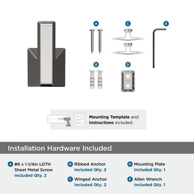 Brushed Nickel Single Prong Modern Robe Hook