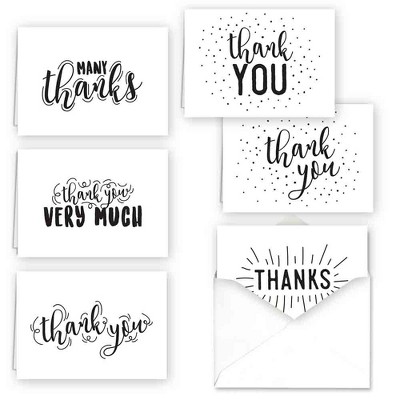 Canopy Street 36ct Typography Thank You Assortment Card Set: Multicolor Design, Blank Inside, Notecards, 4.875" x 3.50"