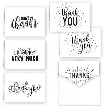 36ct Typography Thank You Assortment Card Set
