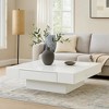 Royal Hampton Coffee Table, 43 Inch Square Plinth Top, High Gloss White Finish - 2 of 4