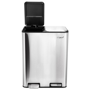 Elama 2 Section 30 Liter/ 8 Gallon Each Section Trash and Recycling Step Bin with Slow Close Mechanism - 1 of 4