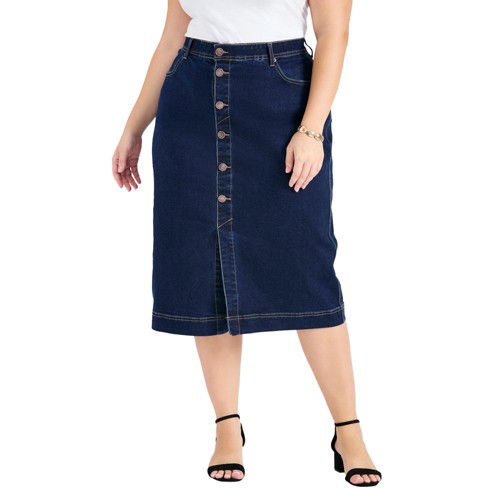 Avenue Women's Plus Size Billy Denim Skirt - 14, Dark Wash - image 1 of 4