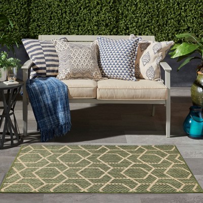 Horizon Green Geometric Flat Woven Indoor/Outdoor Rug 3' x 5'