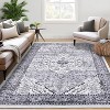 Washable Vintage Oriental Area Rug, Low Pile Non-Slip Soft Neutral Floor Carpet for Living Room Bedroom Office Nursery - 2 of 4