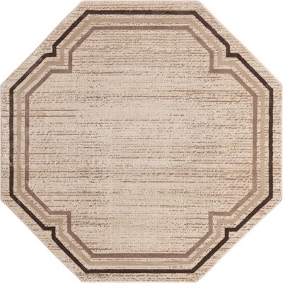 Ivory Abstract Braided Octagon Easy-Care Rug