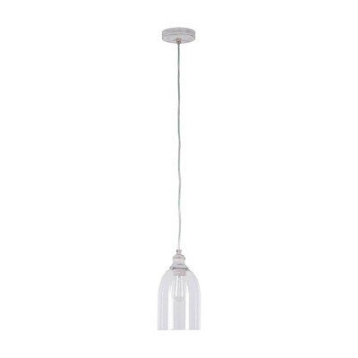 6.25" Glass Bell Shaped Mini Pendant with Metal Accents Clear - Cresswell Lighting