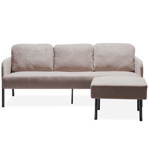 PAGED 3 Seater Sofa Modern Upholstered Sofa Comfy Small Couches with Ottoman for Living Room, Home Office - 1 of 4