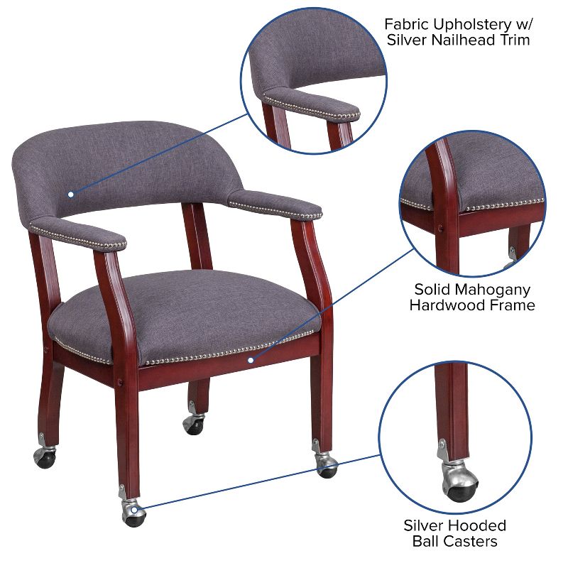 Flash Furniture Conference Chair with Accent Nail Trim and Casters, 3 of 11