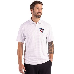 Cleveland Guardians Cutter & Buck Forge Epic Confidence Fine Line Stripe Stretch Recycled Mens Polo - 1 of 1