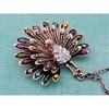 Anna-Kaci Dangling Flower Multicolored Rhinestone Copper Tone Peacock Fashion Brooch - Multicolor - 2 of 4