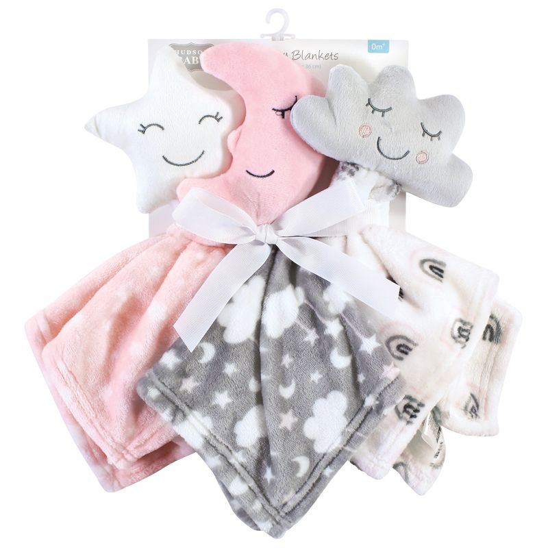 Hudson Baby Infant Girl Animal Face Security Blanket, Star Girl, One Size, 3 of 7